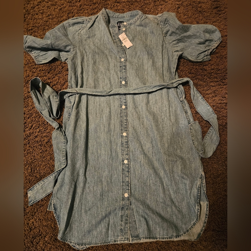 GAP Puff-Sleeve Denim Mini Dress